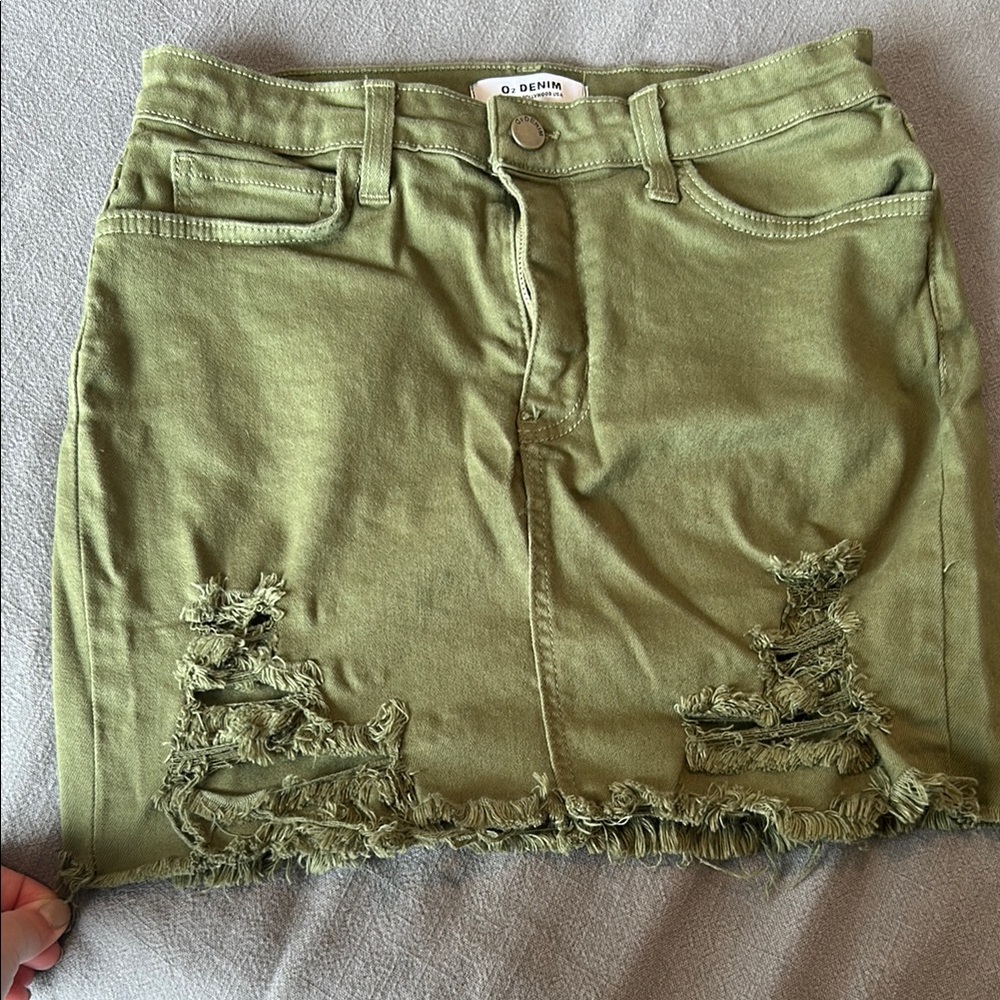 Olive Green Mini Skirt Casual